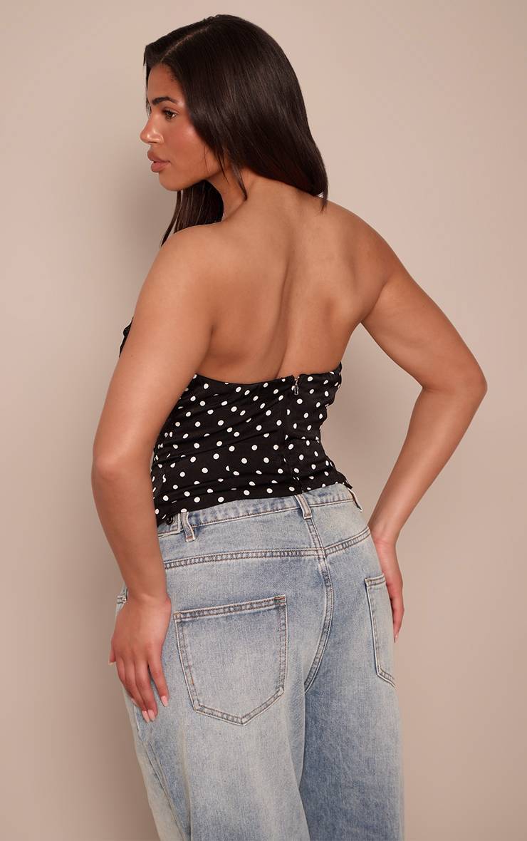 Noir Corset À Pois Blancs Et Finition En Dentelle