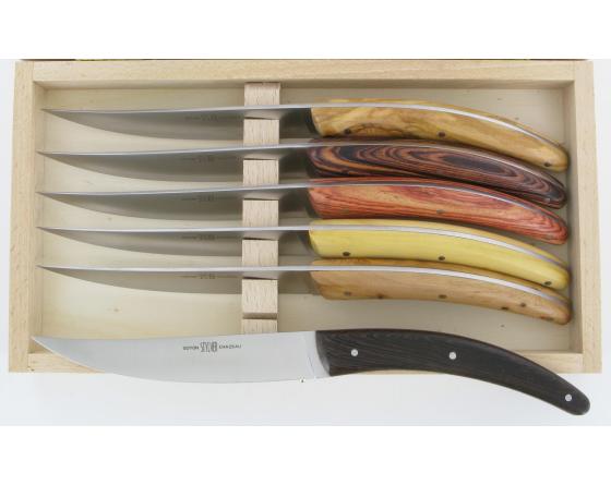 Styl'ver Table plein Manche 6 Bois différents -- coffret de 6 pièces Couteaux Table par Goyon Chazeau