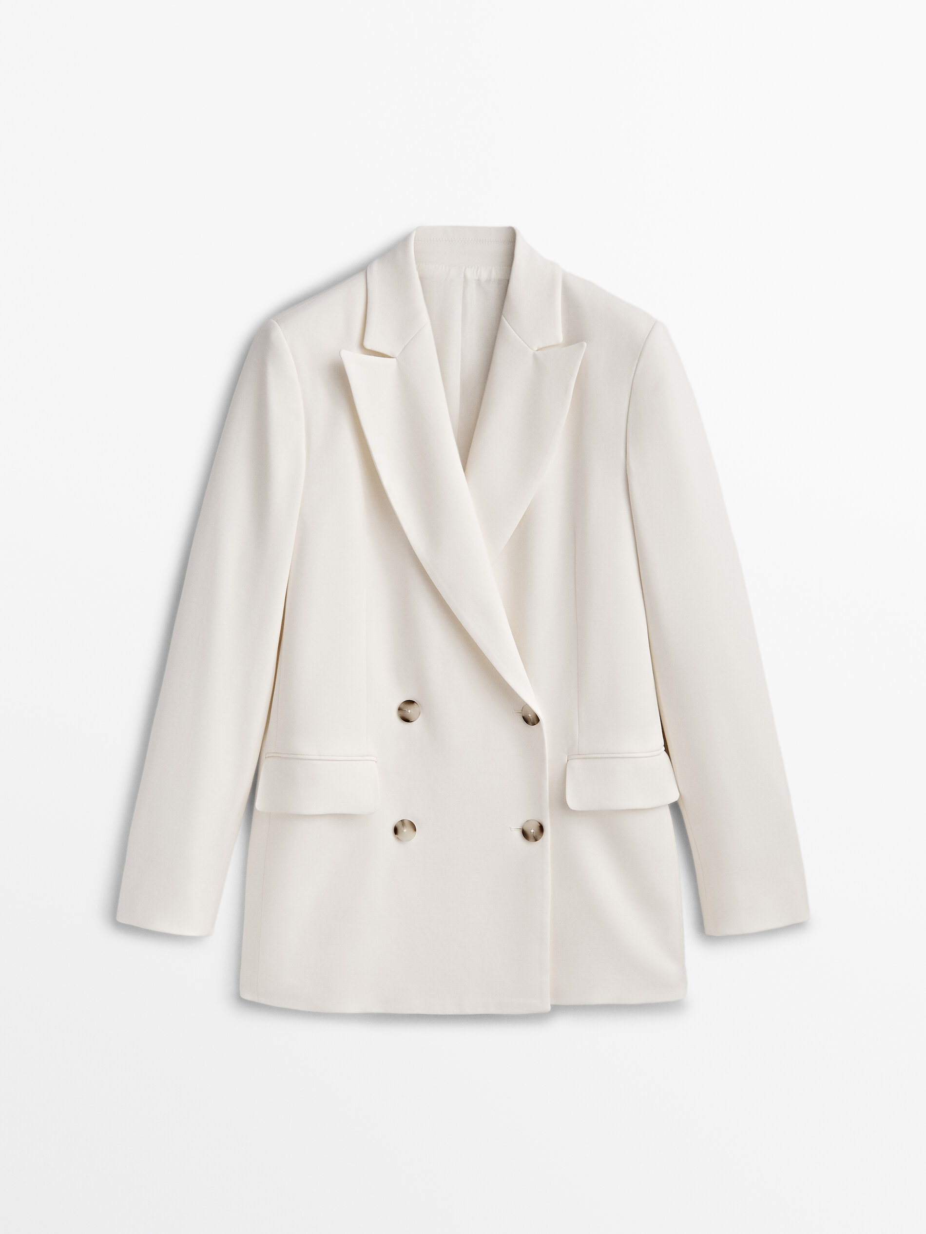 Americana traje cruzado crepe - BLANCO