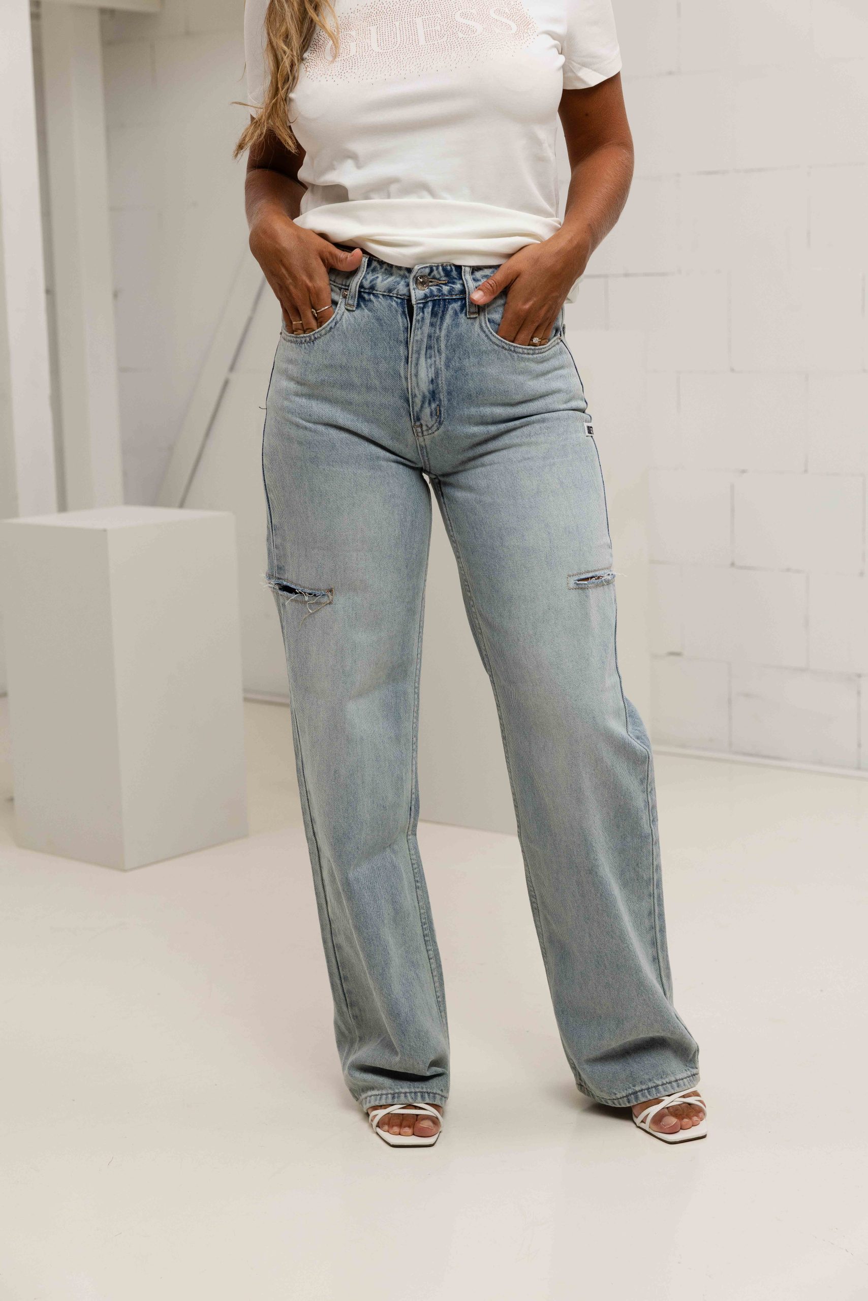 Unique The Label June Wide Leg Jeans Dames Lichtblauw