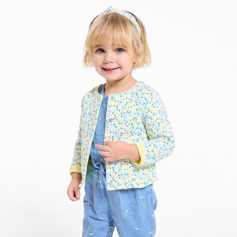 Sweat pressionné réversible citron jaune bébé fille Jaune