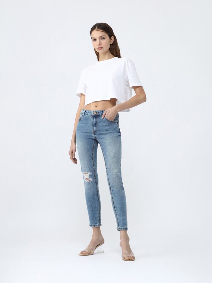 Calça jeans push-up - Azul índigo claro