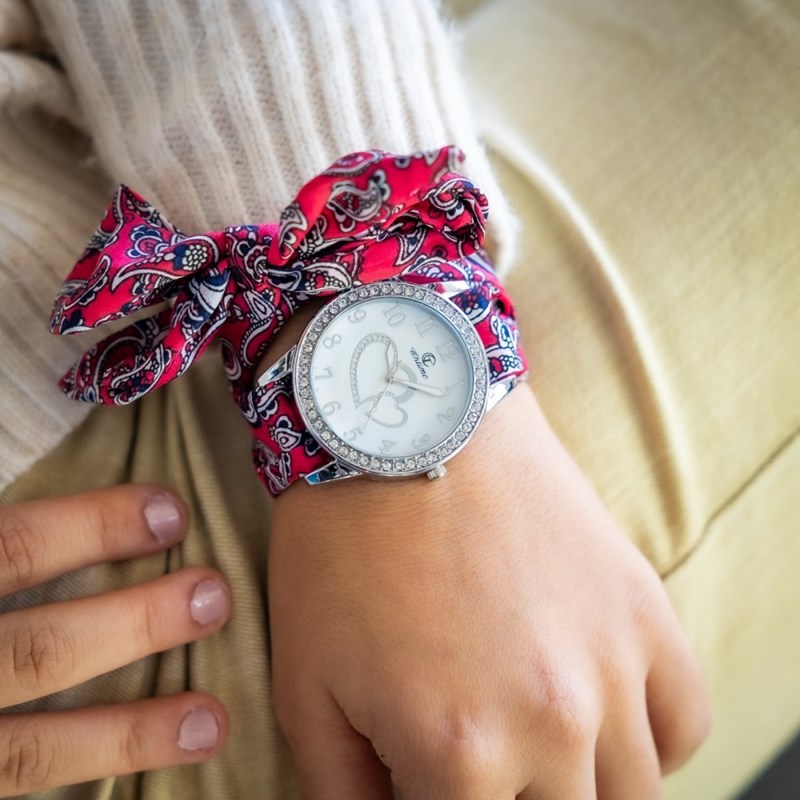 Montre Femme CHTIME bracelet Tissu Rose