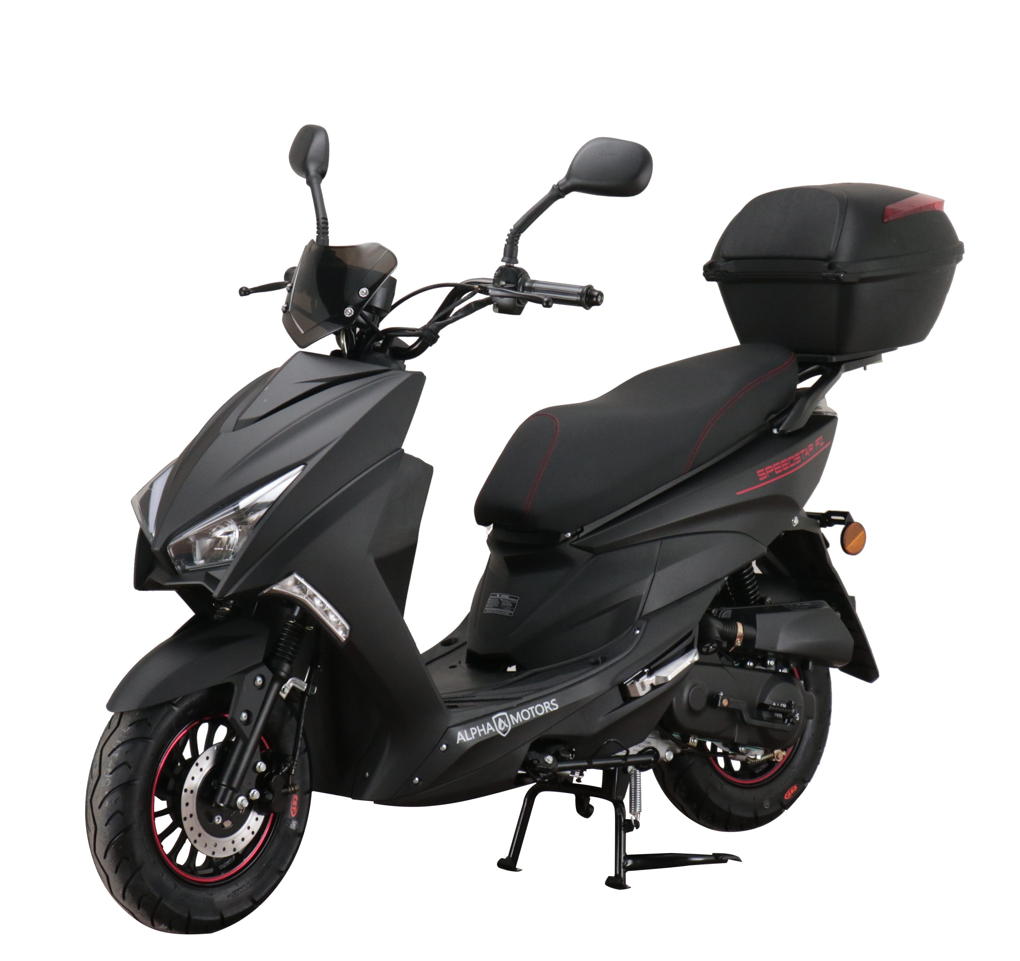 Alpha Motors Motorroller Speedstar FI 50 ccm 45 km/h EURO 5 mattschwarz inkl. Topcase