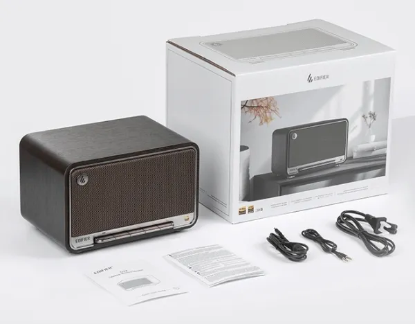 Edifier D32 - Højttaler - 2.1-kanal - trådløs - Bluetooth, Wi-Fi - App-kontrolleret - 60 Watt - 2-vejs - sort valnød