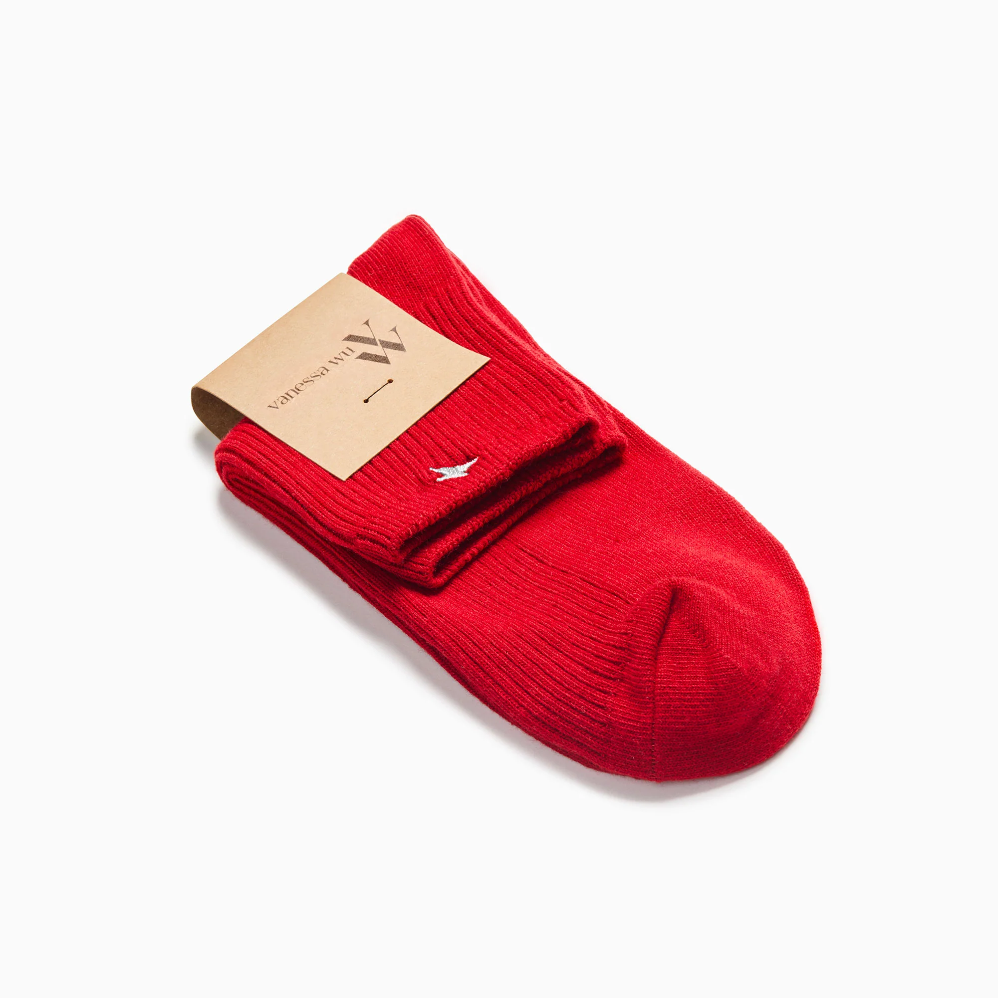 Chaussettes-Chaussettes courtes Amy rouges côtelées