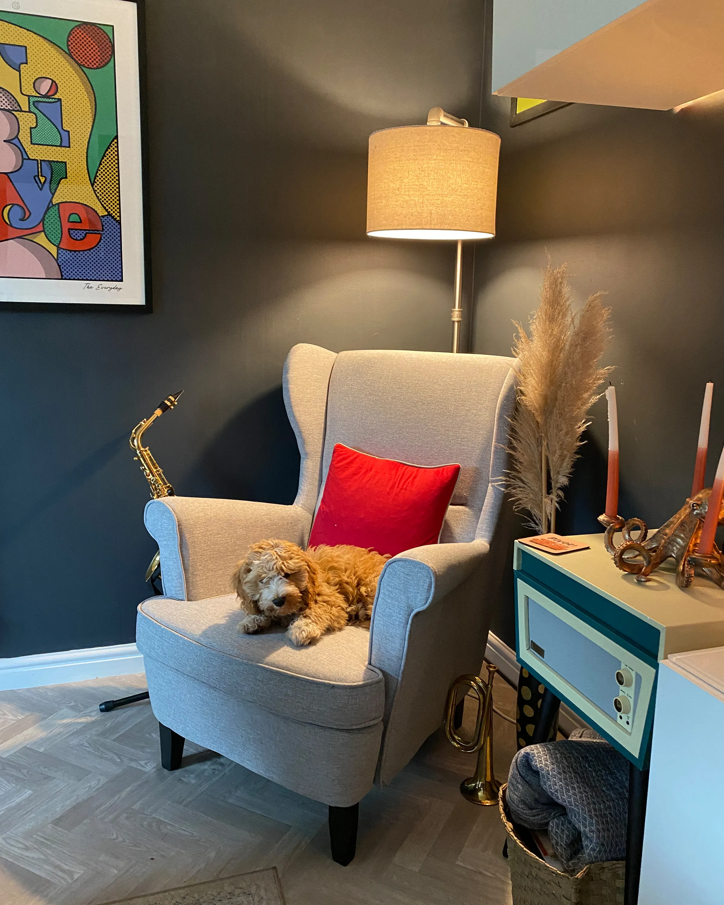 Oorfauteuil ABSON Stof Grijs