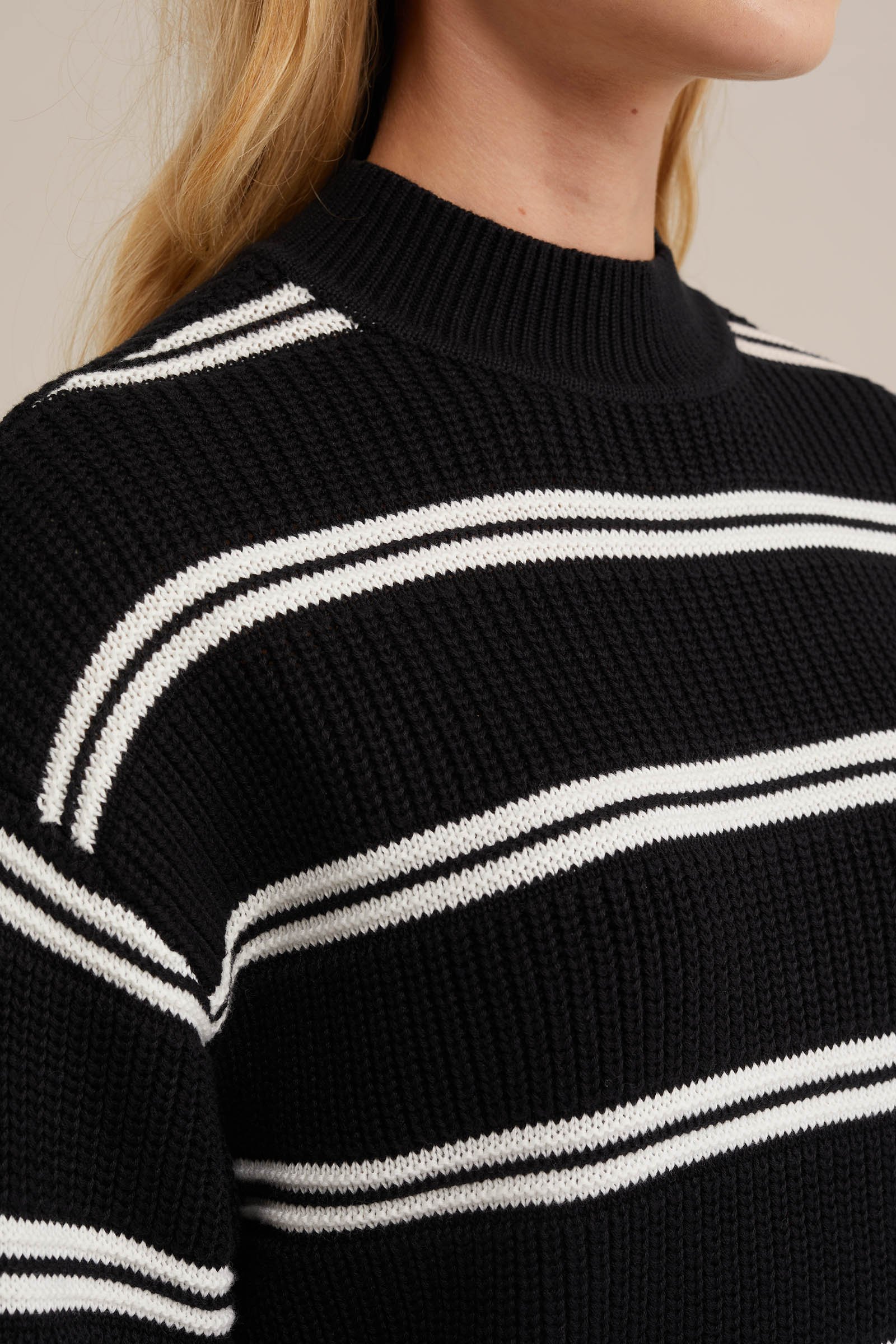 gebreide trui met streep WE Fashion Zwart
