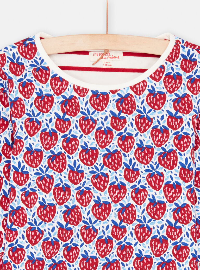 T-shirt à fond écru réversible fille
