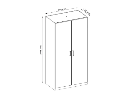 Armoire 2 portes - L92 cm - Blanc + Réhausse - BELOMY