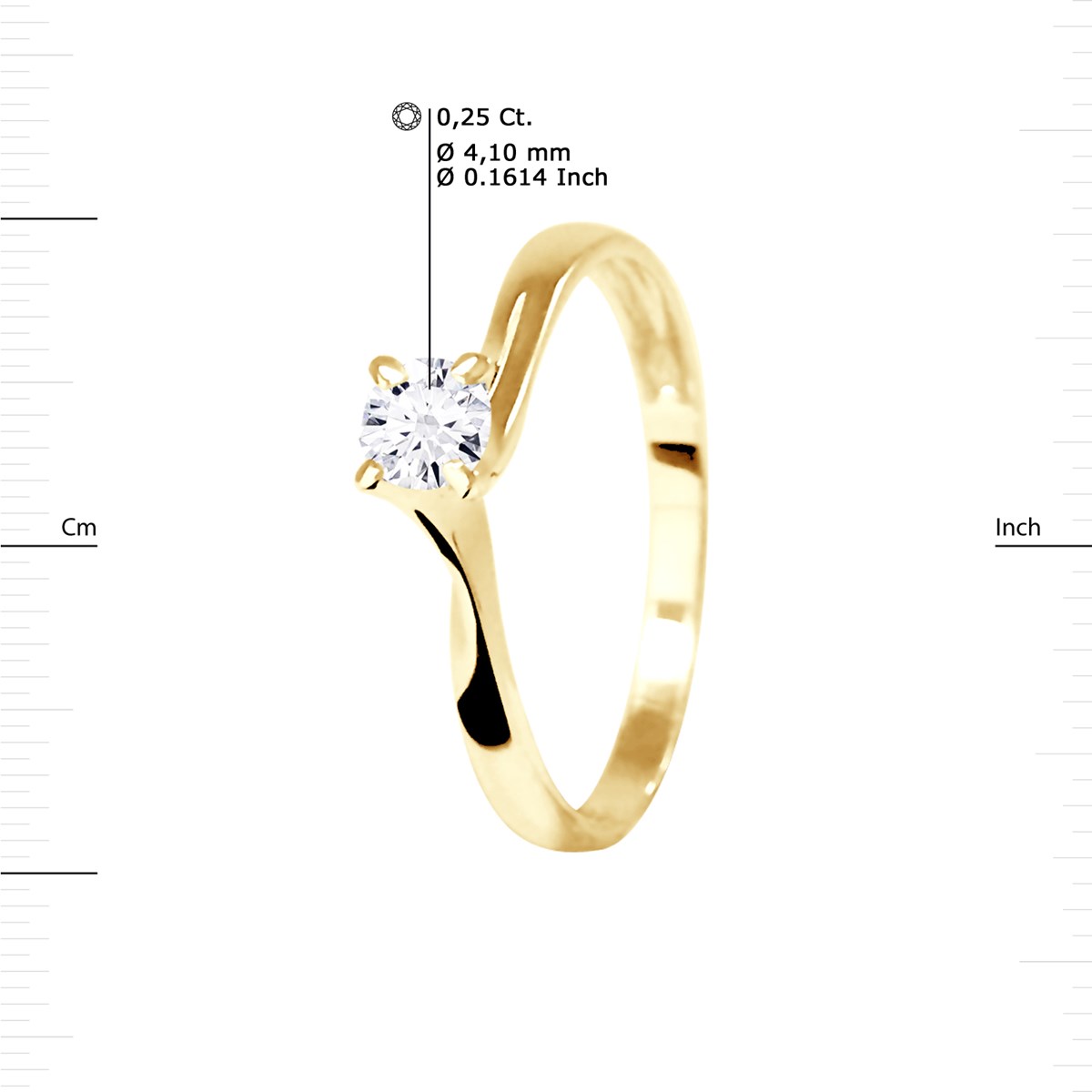 Solitaire Diamant 0,25 Cts 4 Griffes Or Blanc 18 Carats