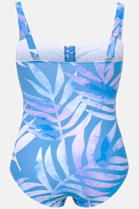 Badeanzug, Blätter, Neckholder, Softcups, drapiert