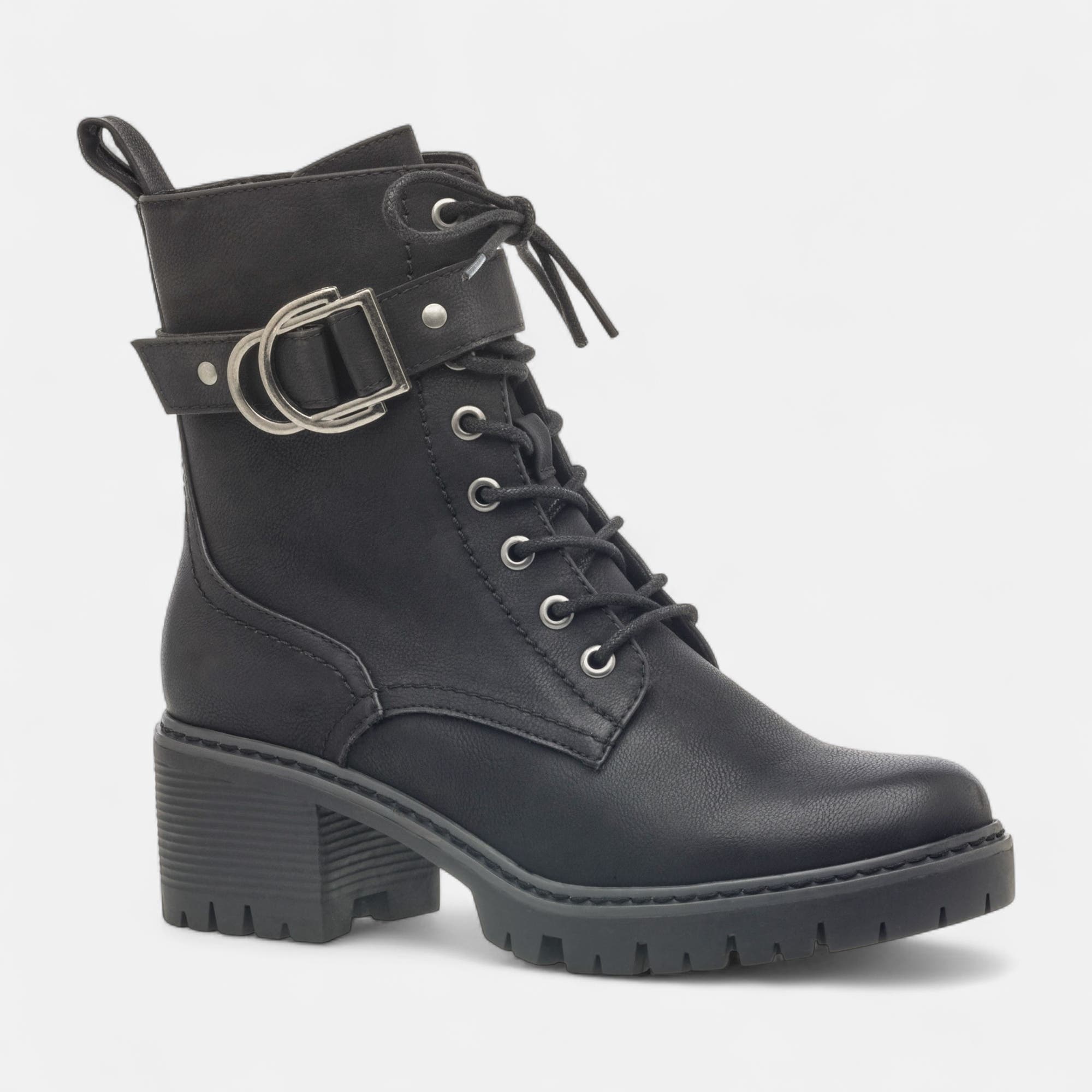 Bottines à lacets à talon Femme noir