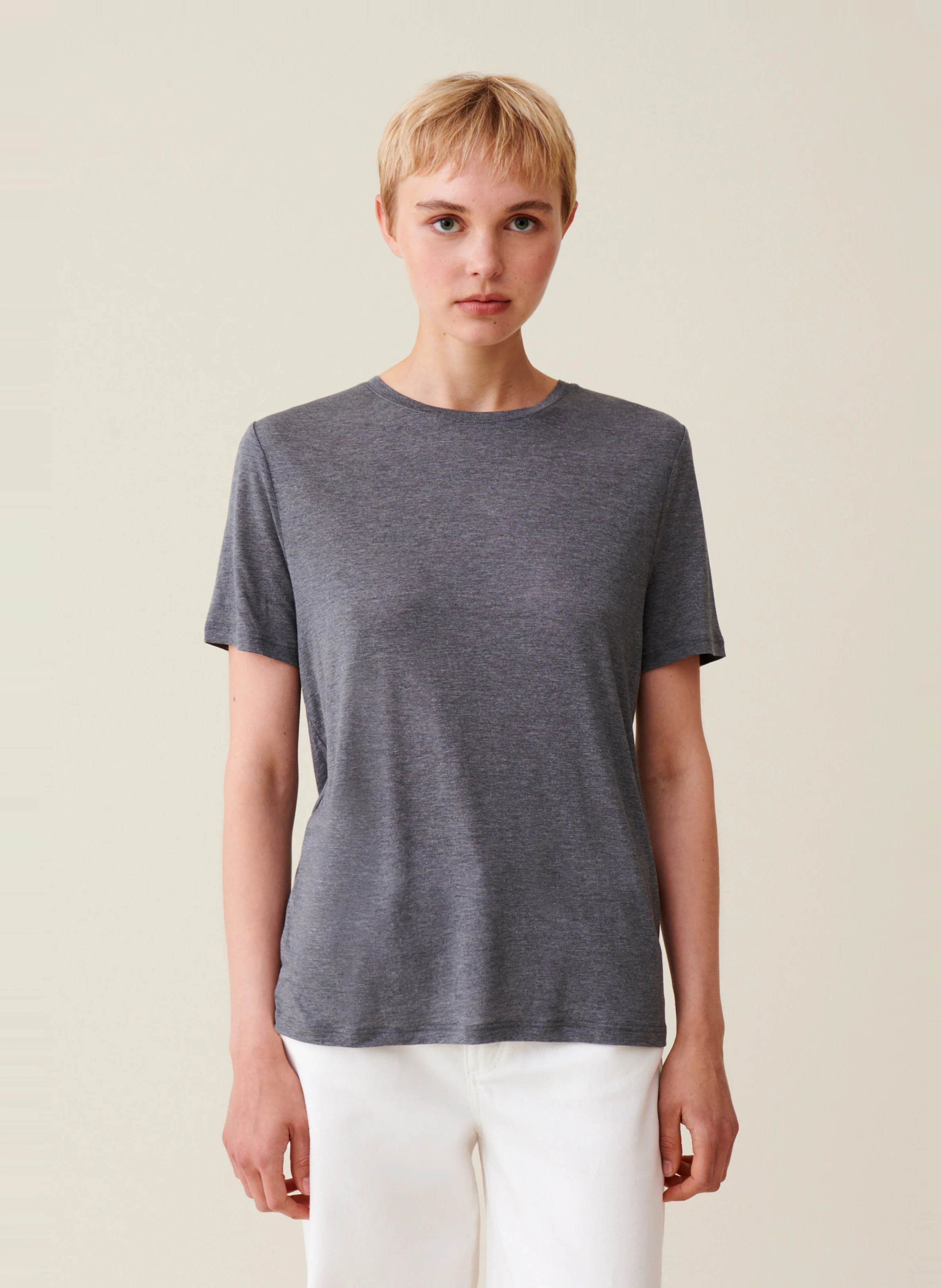 Tee-shirt manches courtes brodé | Gris