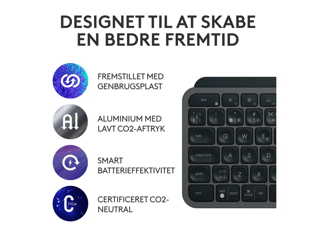Logitech® | MX Keys S Combo  - Tastatur og mus-sæt - bagbelyst - trådløs - Bluetooth LE - QWERTY - Nordisk layout - Graphite