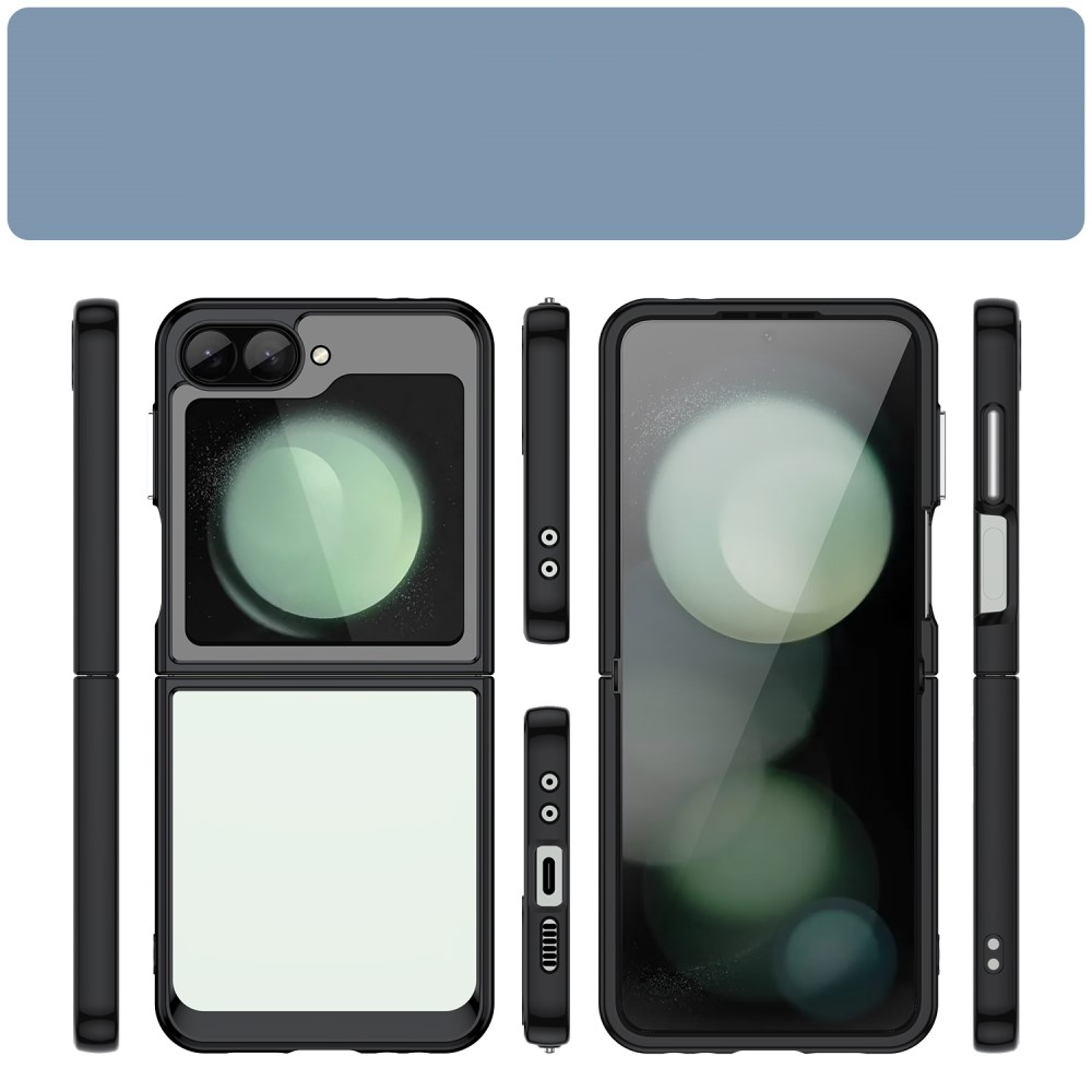 Samsung Galaxy Z Flip7 FE / Z Flip6 Hybrid Hülle TPU Bumper Acryl Rückseite - Schwarz / Transparent
