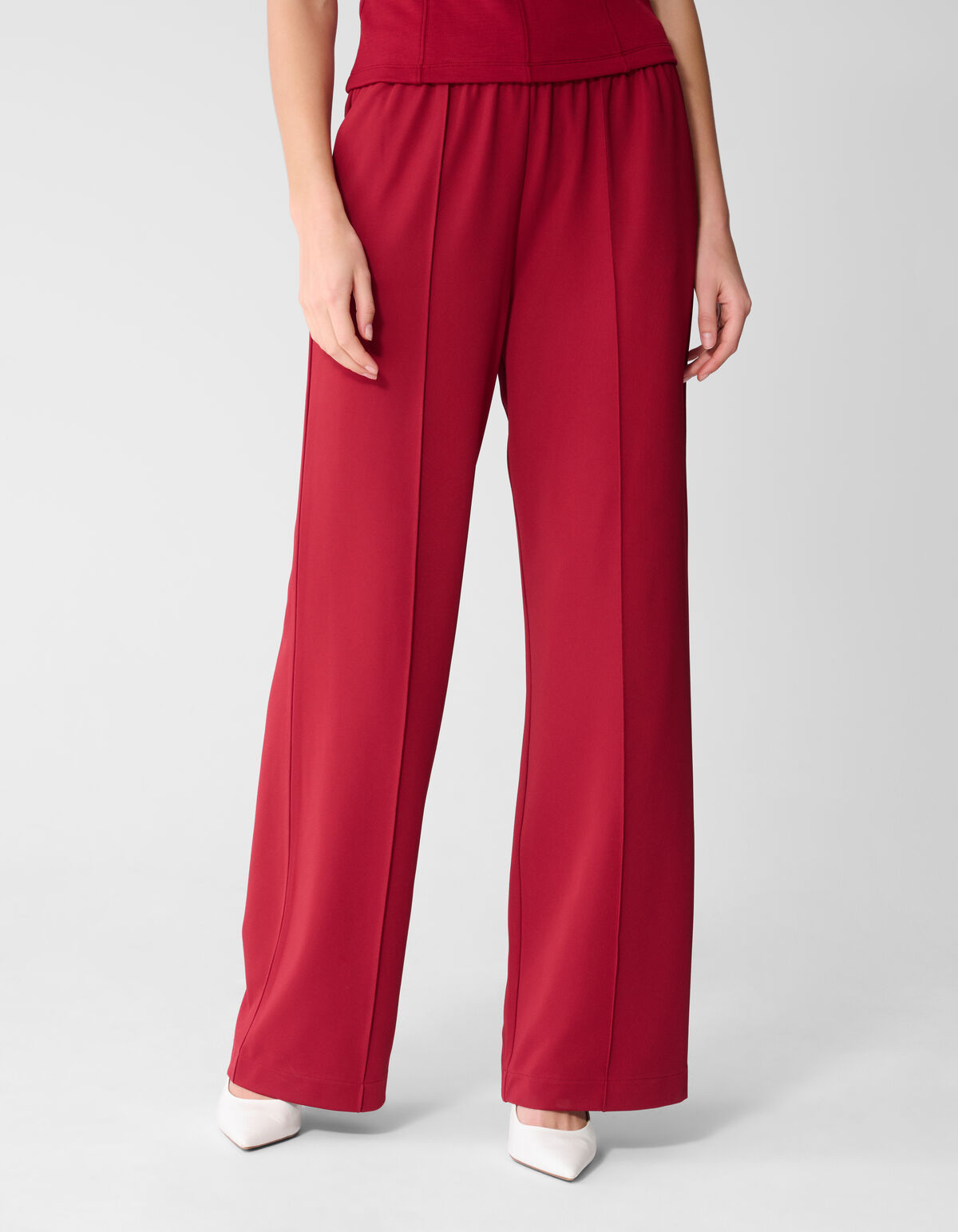 Basis Wide Leg Broek Donkerrood