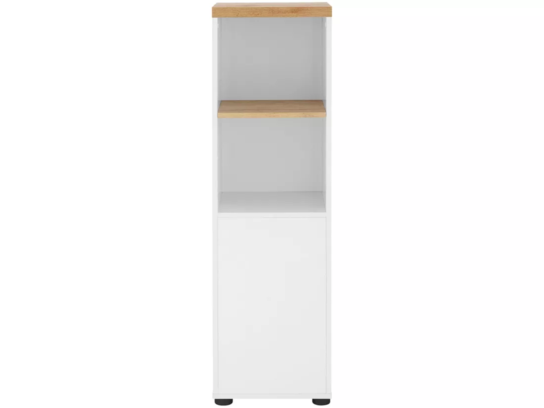Armoire avec 1 porte et 1 étagère en MDF blanc et chêne