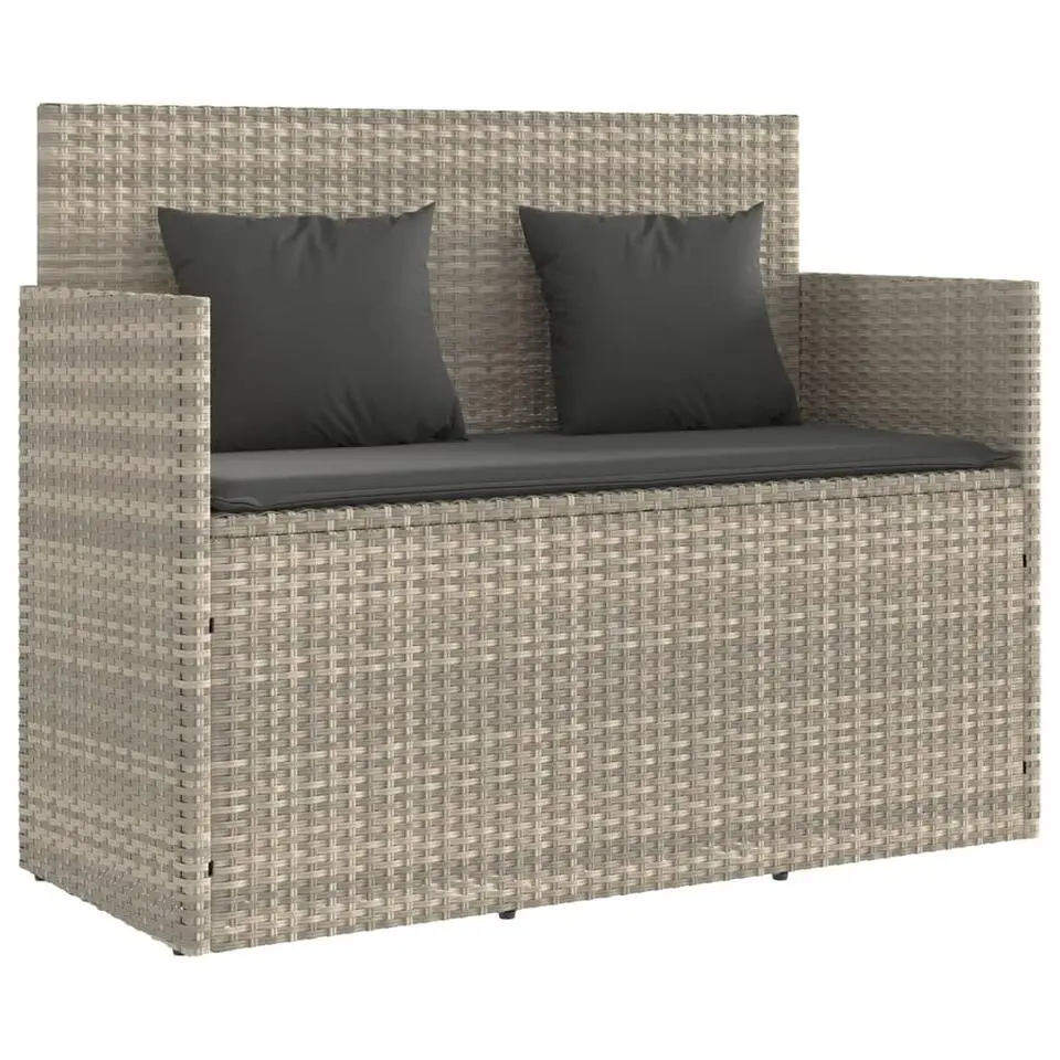 vidaXL - Tuinbank met kussens - Lichgrijs - Poly rattan - 120x50x90.5 cm
