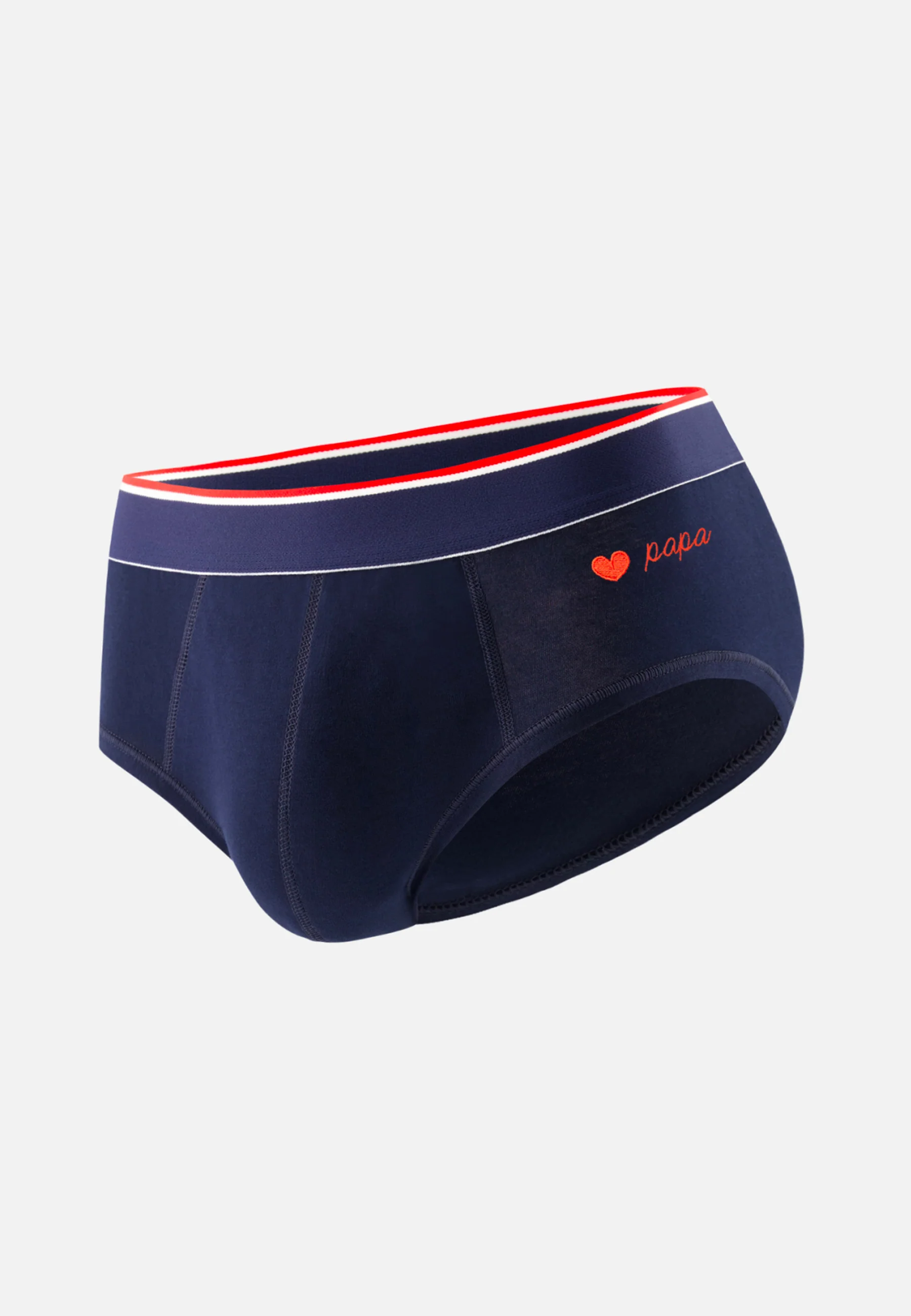 Slip en coton brodé-Terrible Marine Cœur Papa