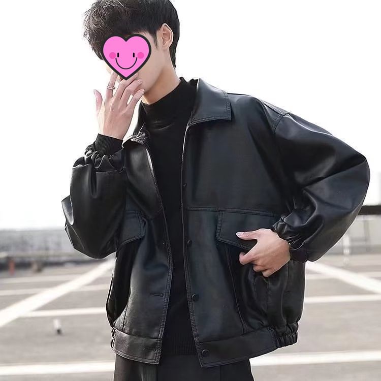 DuckleBeam - Effen oversized imitatieleren jas