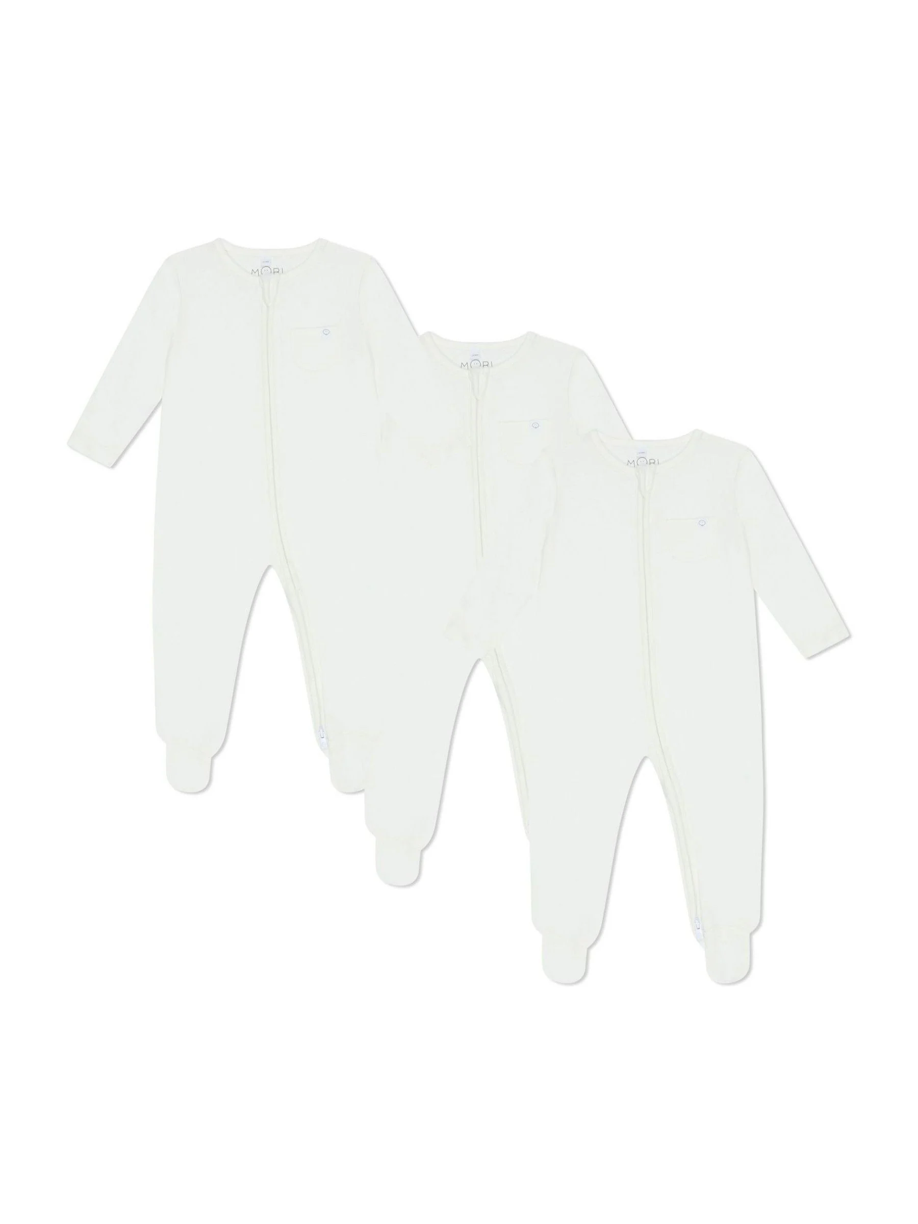 Wit - MORI Pack Supersoft Clever 2 Way Zip Up Sleepsuits