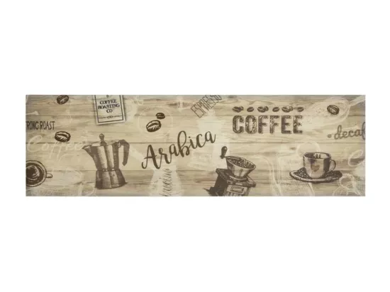 Tapis de cuisine lavable imprimé café marron 45x150 cm velours