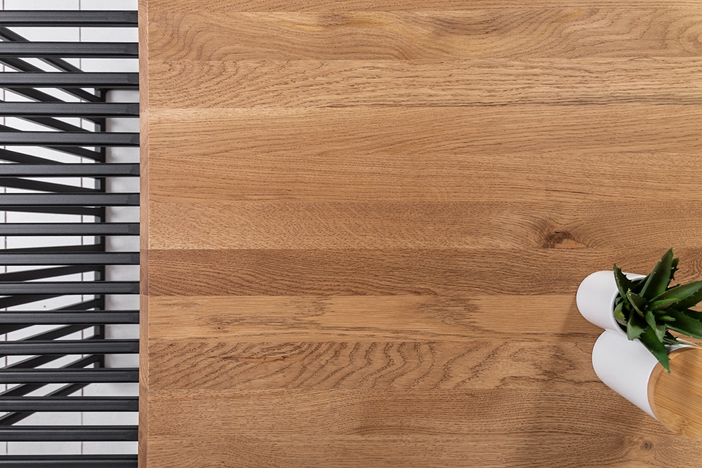 riess-ambiente Couchtisch ARCHITECTURE - 100cm Eiche geölt schwarzes Metallgestell Massivholz