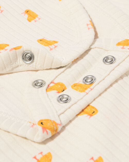 body croisé évolutif côtelé nouveau-né avec bambou stretch canetons blanc cassé