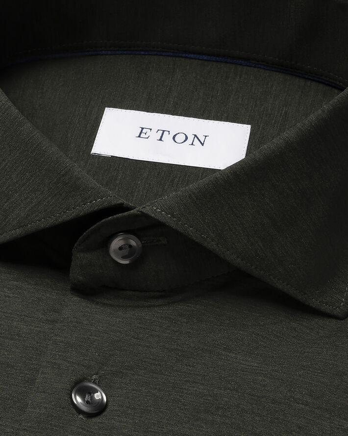 ETON Cont. Fit Dark Green Four-Way Stretch Shirt Grøn