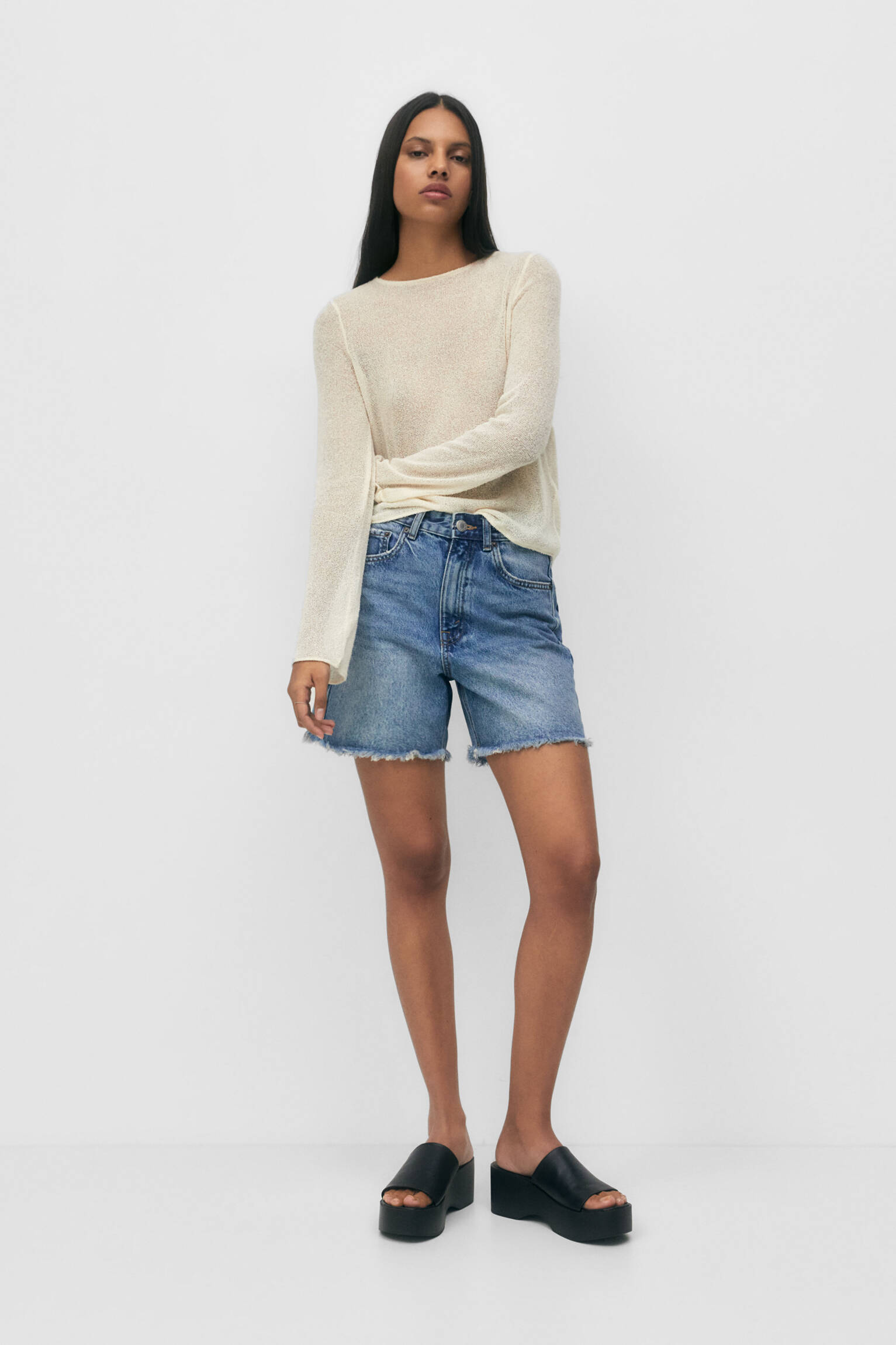 Bermuda jeans - Azul médio