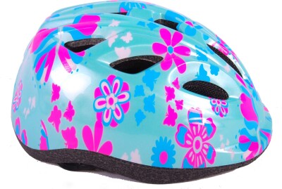 Blomstret Cykelhjelm - Blå Og Lyserød - Xs-S - 47-51 CM - Volare