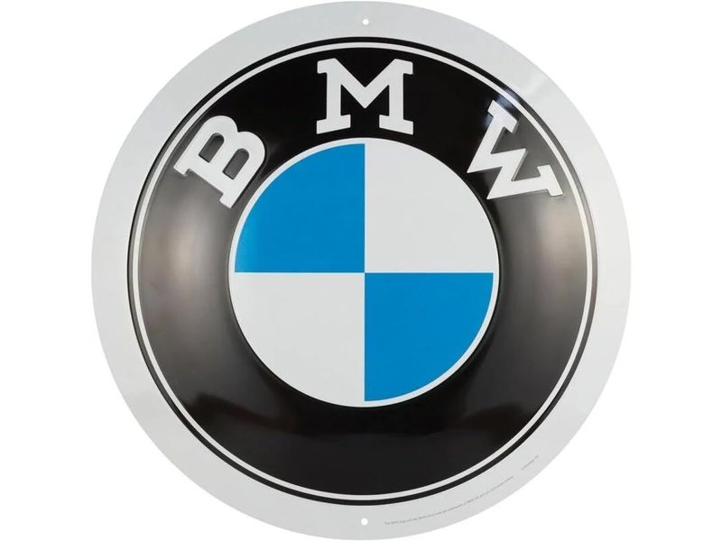 Nostalgic Art Schild BMW Blau/Schwarz/Weiss Rundes geprägtes Metallschild