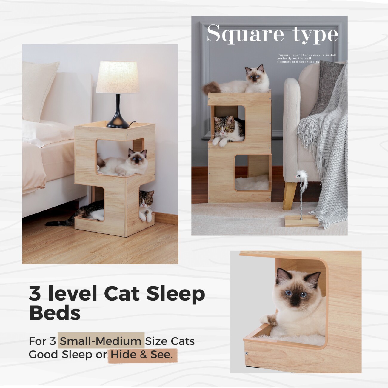 Pawz Road Kratzbaum Holz 2-stöckig beige
