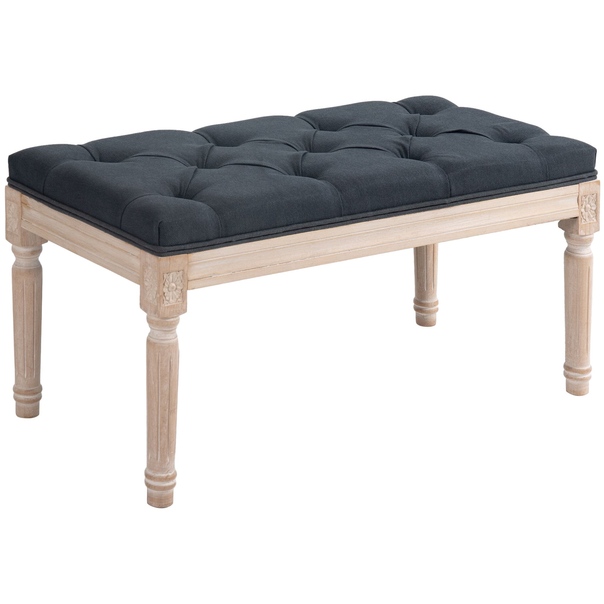 HOMCOM Bettbank mit Knopfheftung grau 80L x 40B x 43H cm