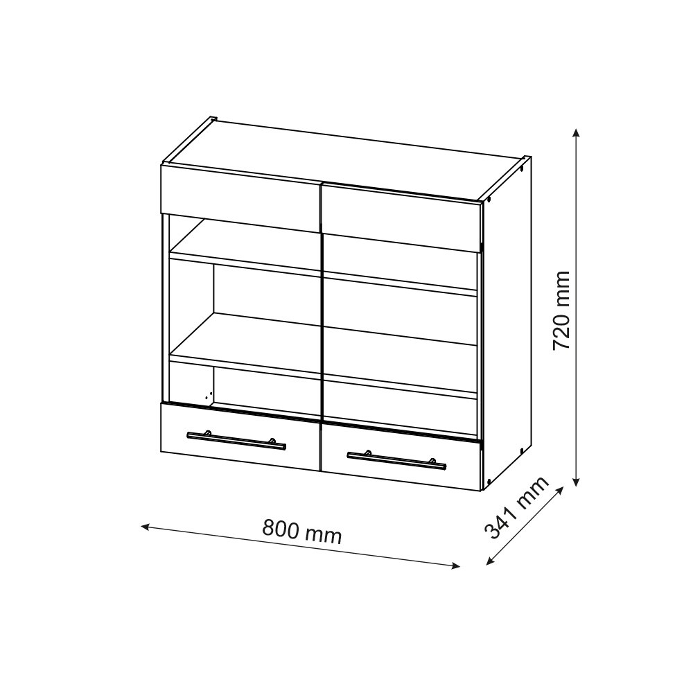 Vicco Hängeglasschrank Küchenschrank Küchenmöbel Fame-Line Weiß Anthrazit-Gold Landhaus 80 cm Küche Einbauküche Hängeschrank Glasschrank Drehtür Einlegeboden Küchenzeile