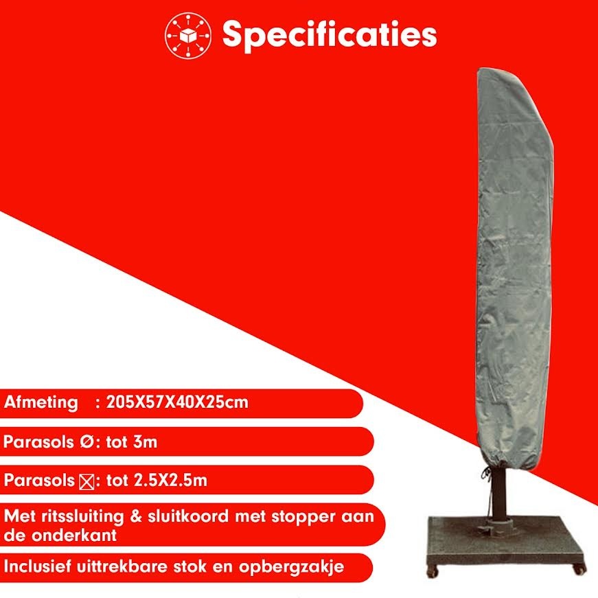 CUHOC Diamond 205 x 57 x 40 cm zweefparasol hoes