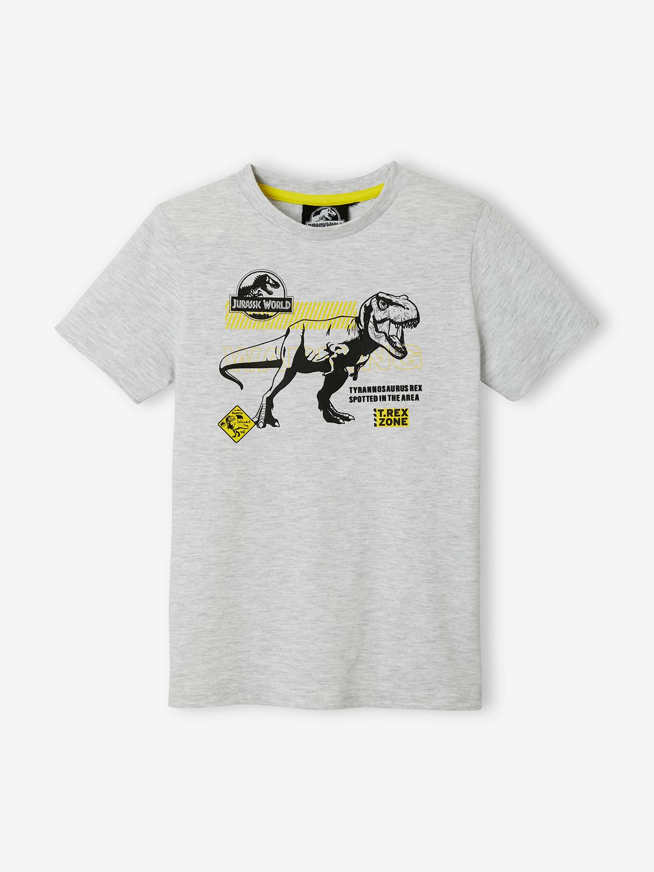 Camiseta lisa cinza médio Jurassic World® com estampas.
