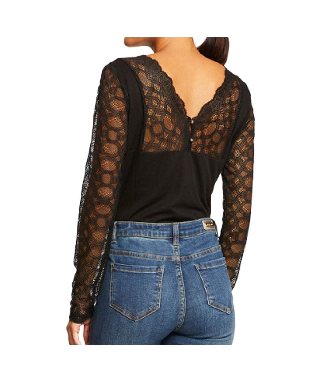 Top Noir dentelle Femme Morgan Telo