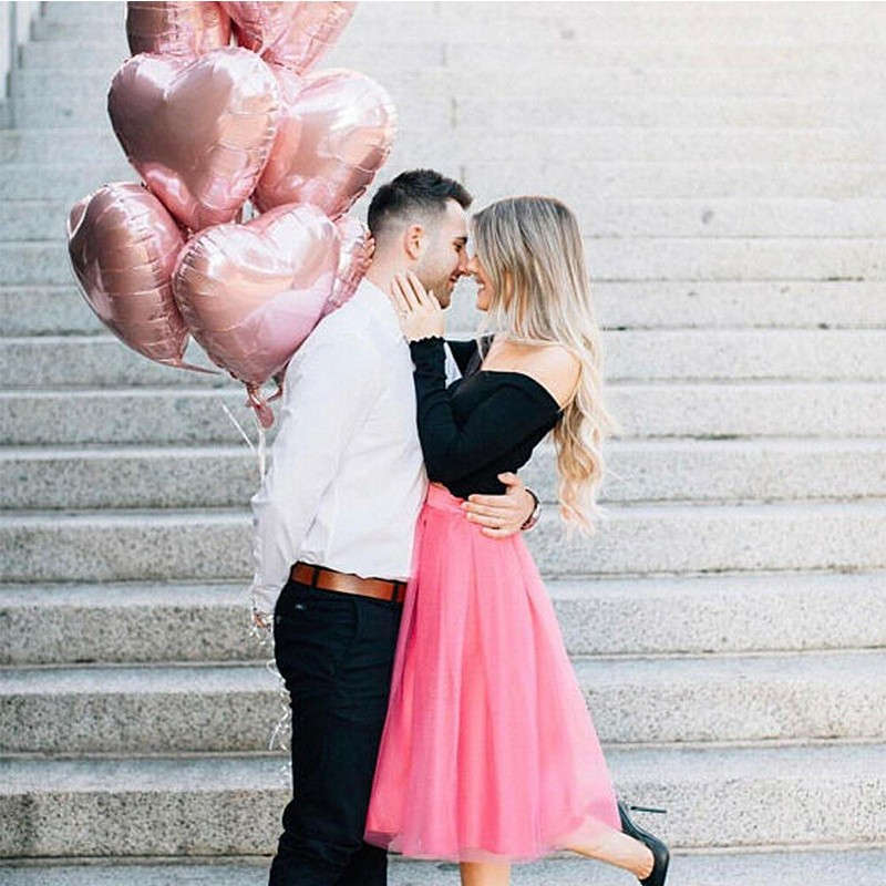 (10er Set) 41x45cm 3D Herz Party Folien Ballon Deko Luftballon für Valentinstag / Hochzeit / Muttertag - Rot