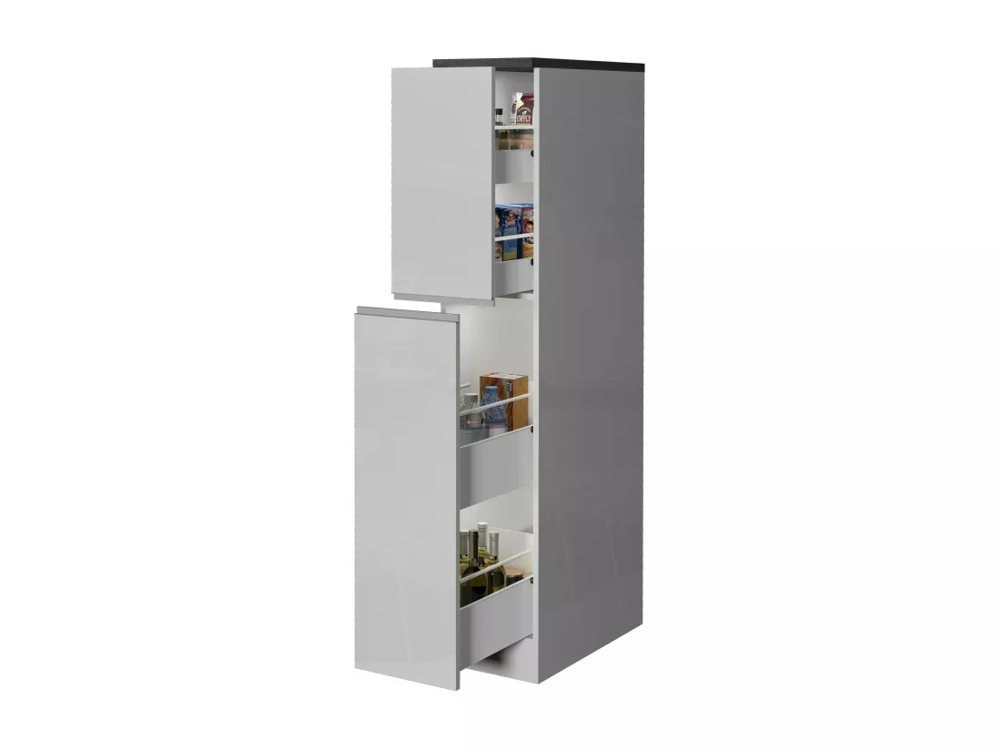 Buffet de Cuisine Dcasiragh, Armoire polyvalente, Meuble de kitchenette, Support réfrigérateur multifonctionnel, 100% Made in Italy, 30x60h165 cm, Blanc brillant et ardoise