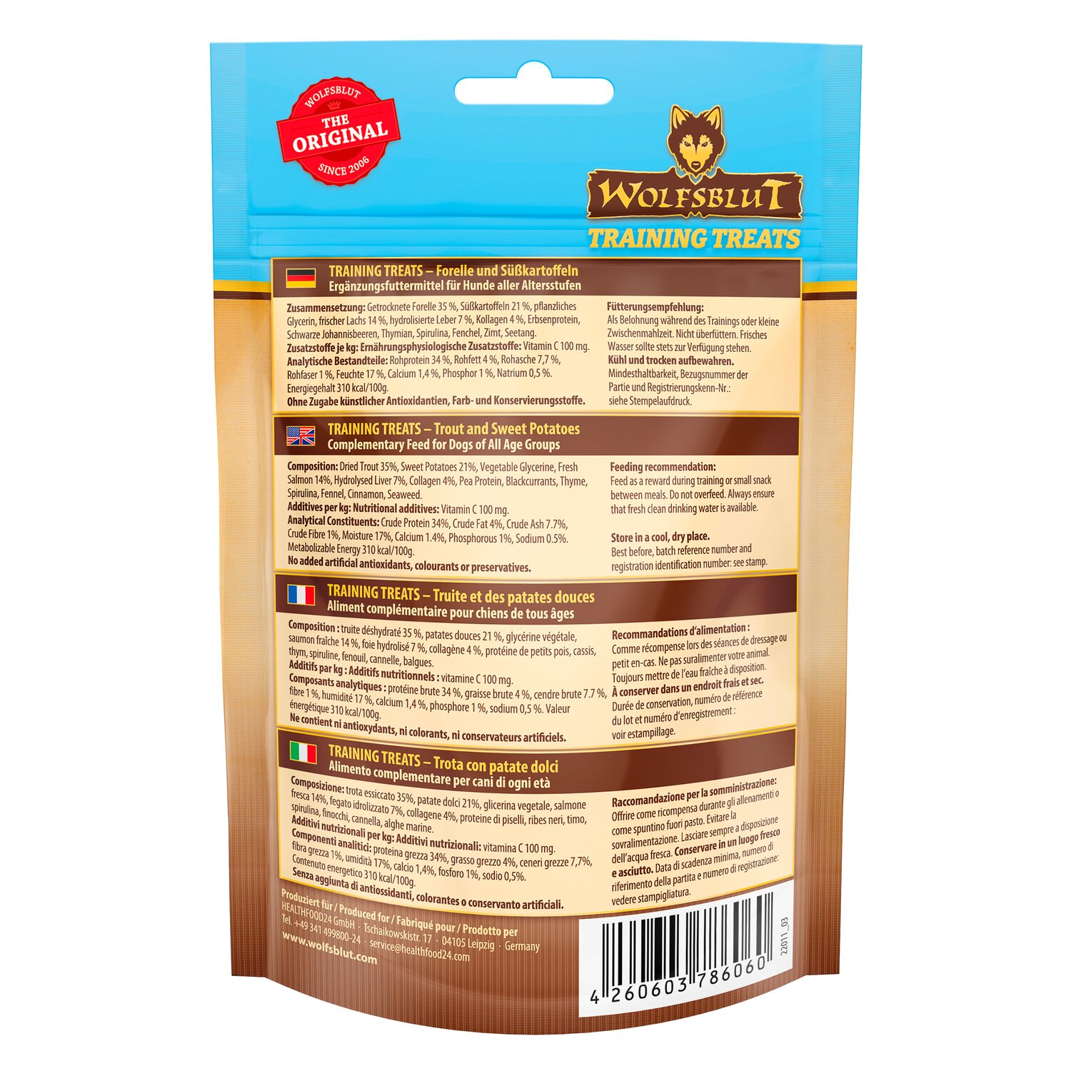 WOLFSBLUT Hundesnack Trainings Treats - 70 g - Forelle