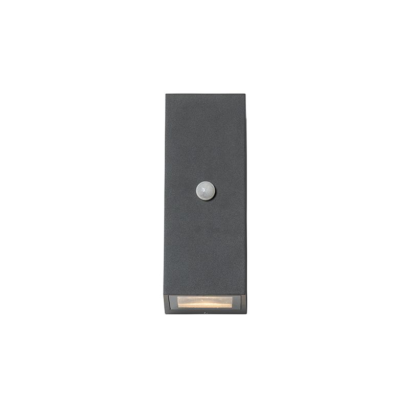 Wandlamp donkergrijs 2-lichts IP44 met bewegingssensor - Baleno