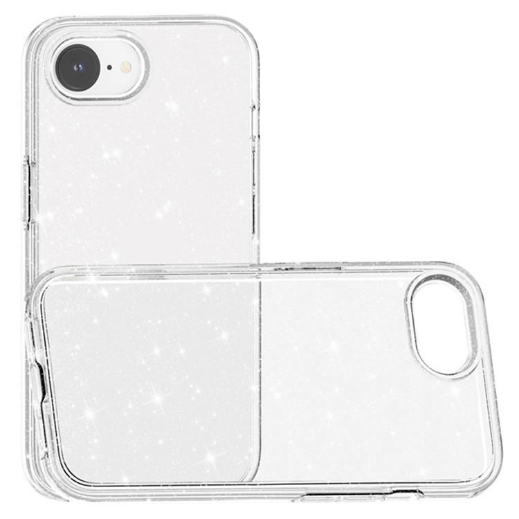 iPhone 16e Hybrid Hardcase Schutzhülle im Glitzer Design - Silber / Transparent