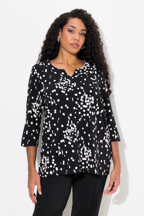 Shirt, Tupfen, Tunika-Ausschnitt, 3/4-Arm