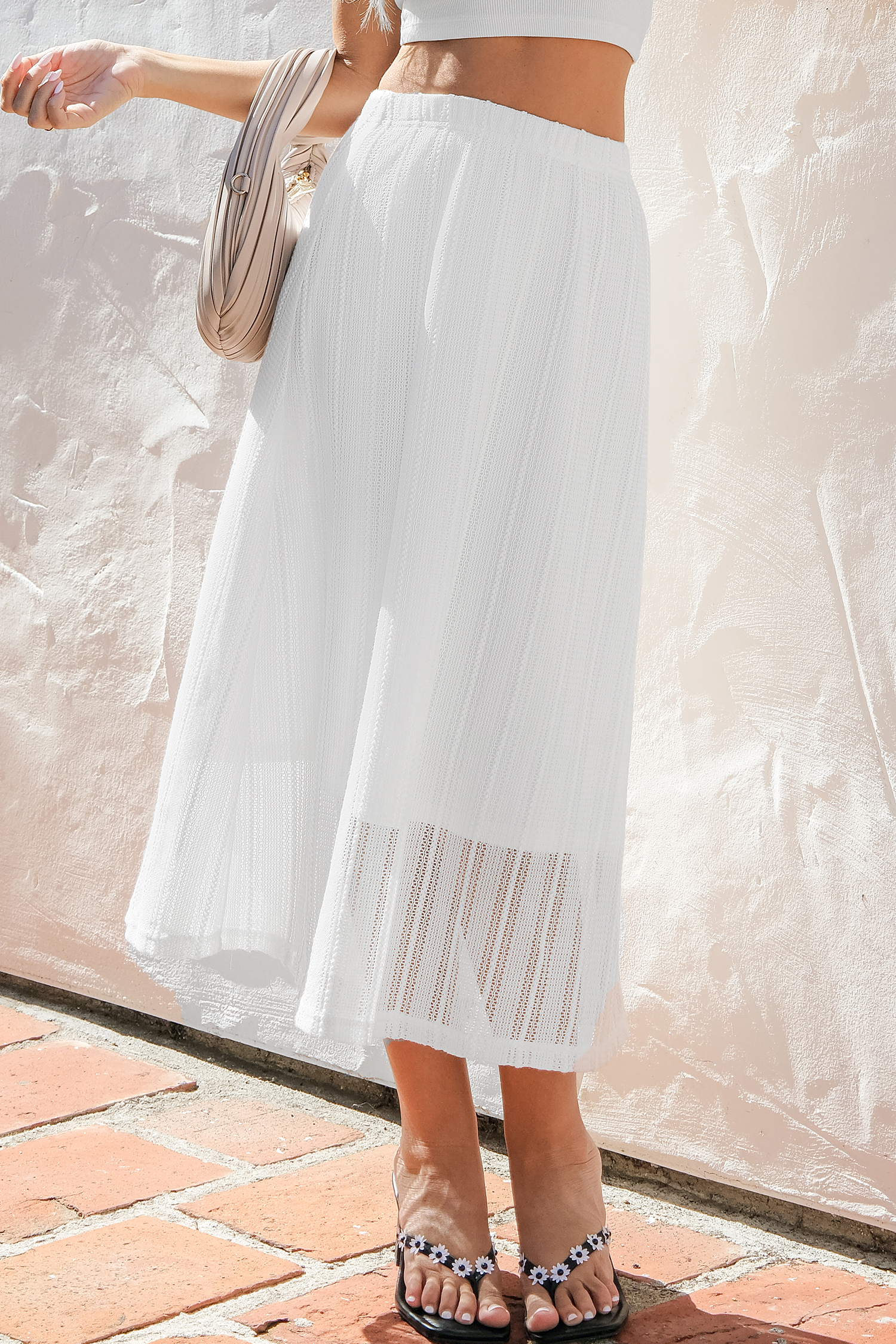 Jupe maxi blanche tissée