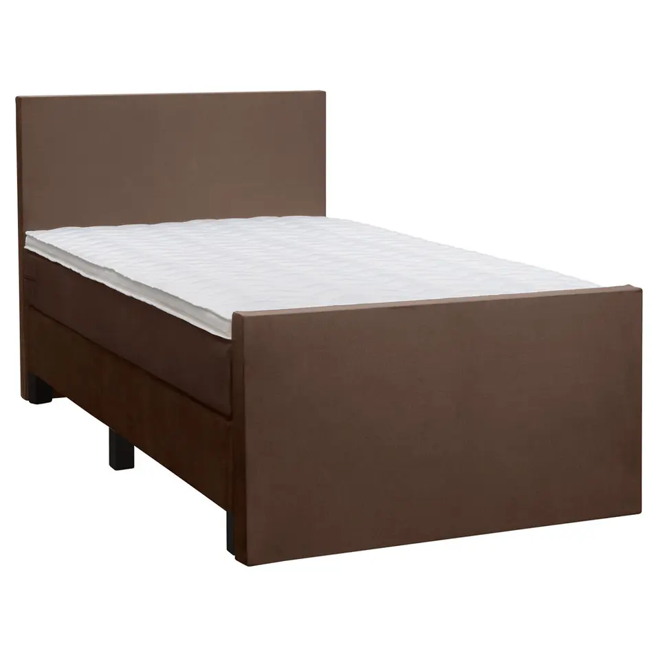 Boxspring met voetbord Liv egaal - bruin - 120x200 cm - vierkante poot