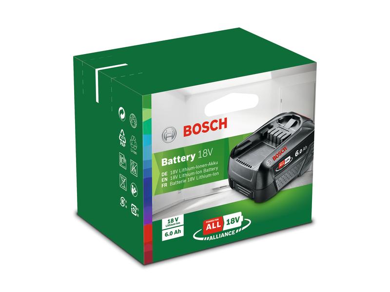 Bosch Akku PBA 18 V 6 Ah Lithium-Ionen-Akku für alle Geräte der 18-Volt-Klasse