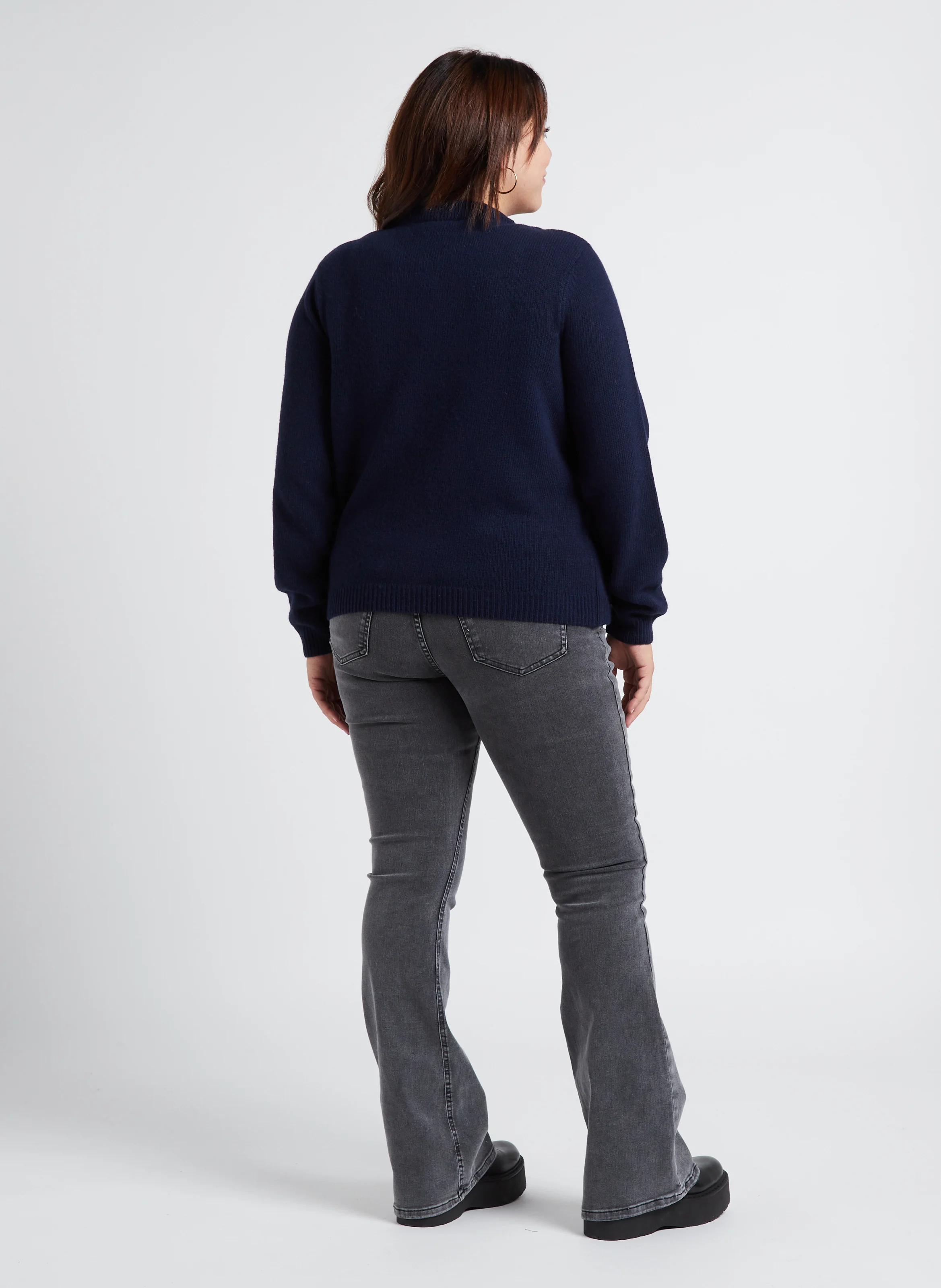 Jean boot-cut en coton mélangé | Gris