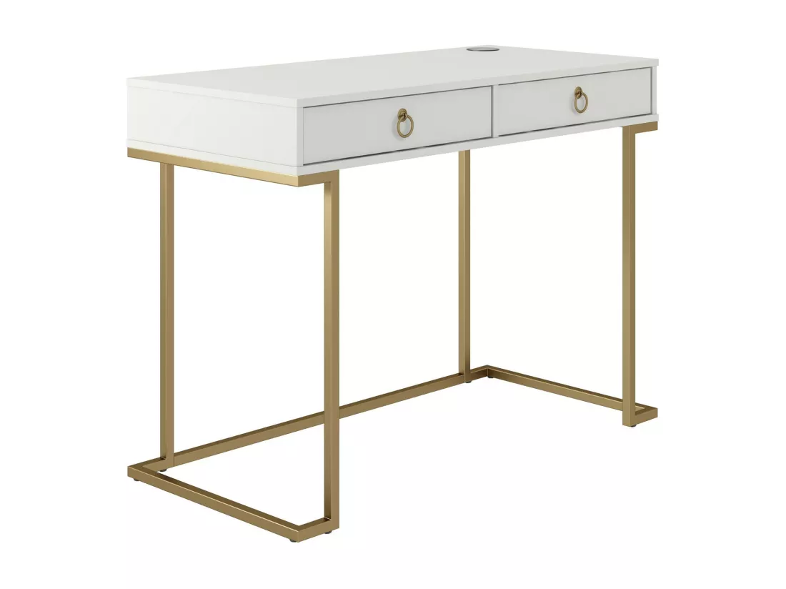 Camila | Bureau avec 2 tiroirs en mélaminé blanc